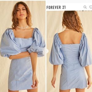 NWOT Gingham Balloon-Sleeve Dress